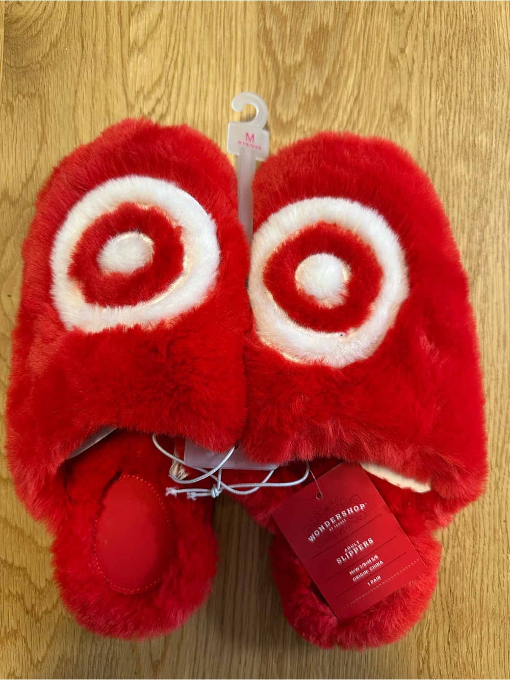 Target NWT Red Plush Slippers with White Target Circles